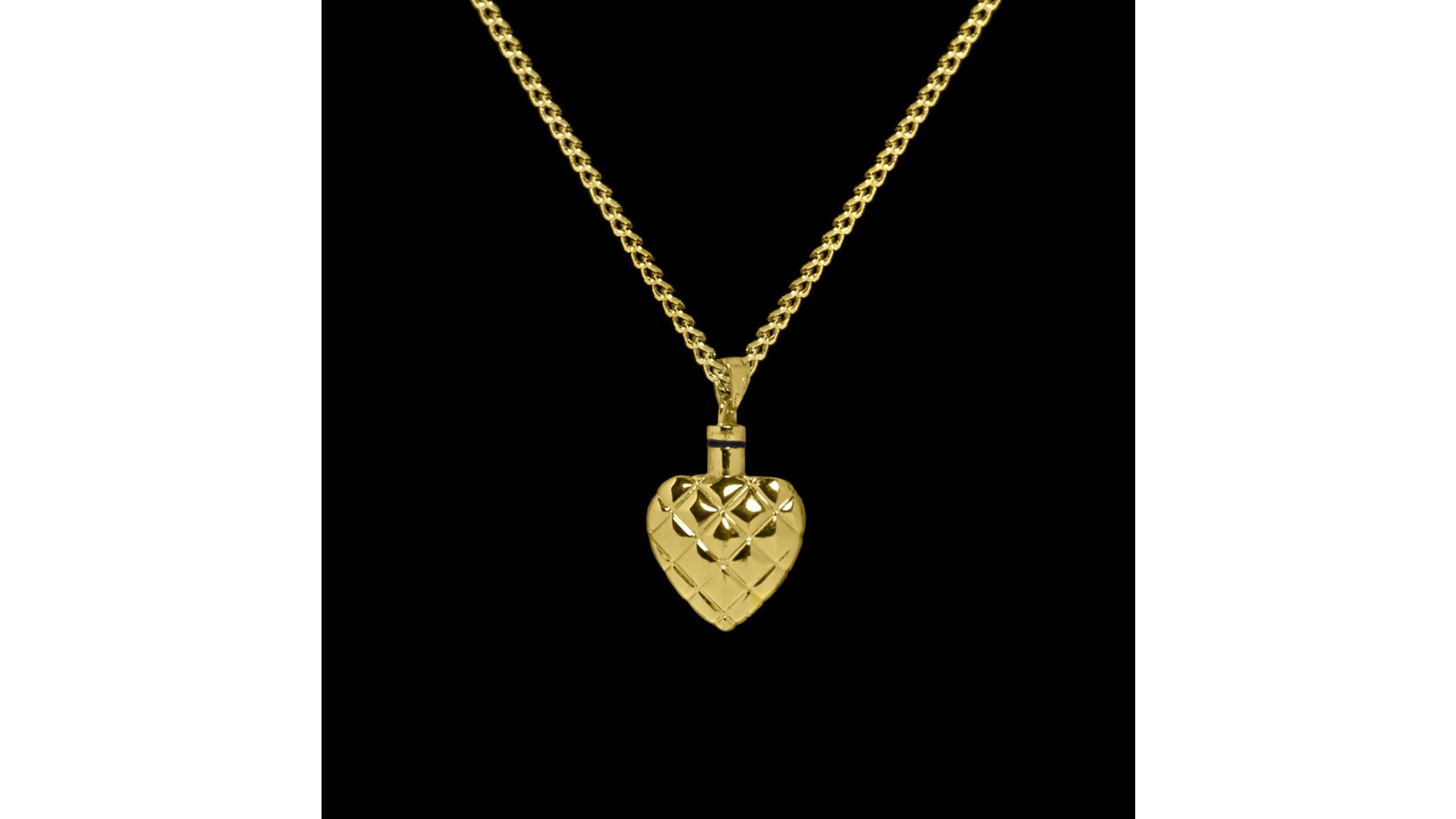 Brass Quilted Heart Cremation Pendant #36-590